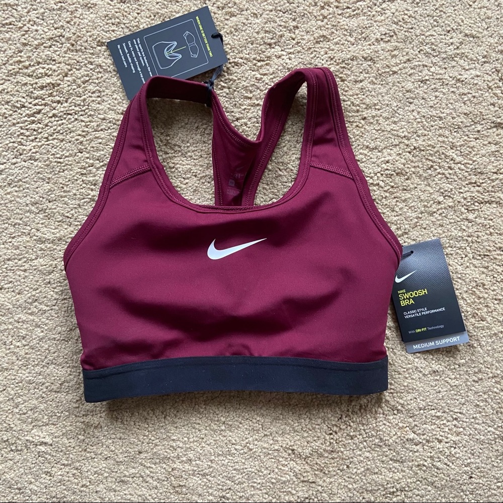 Maroon Nike Swoosh Bra